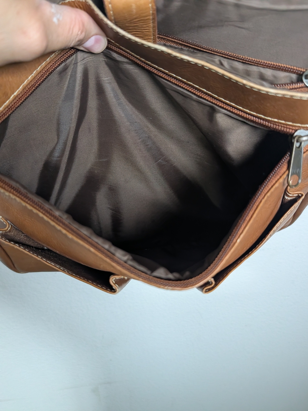 Classic Tan Leather Crossbody Bag - Timeless Women's Shoulder Bag - Picture 9 of 16